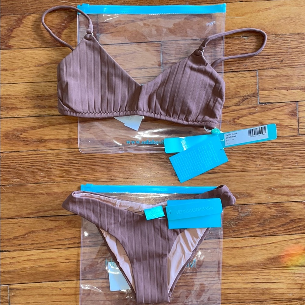 Melissa Odabash Brown Ribbed Bikini Set